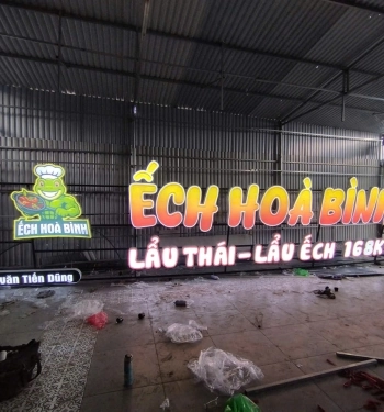 Chữ nổi in UV mặt sáng đèn